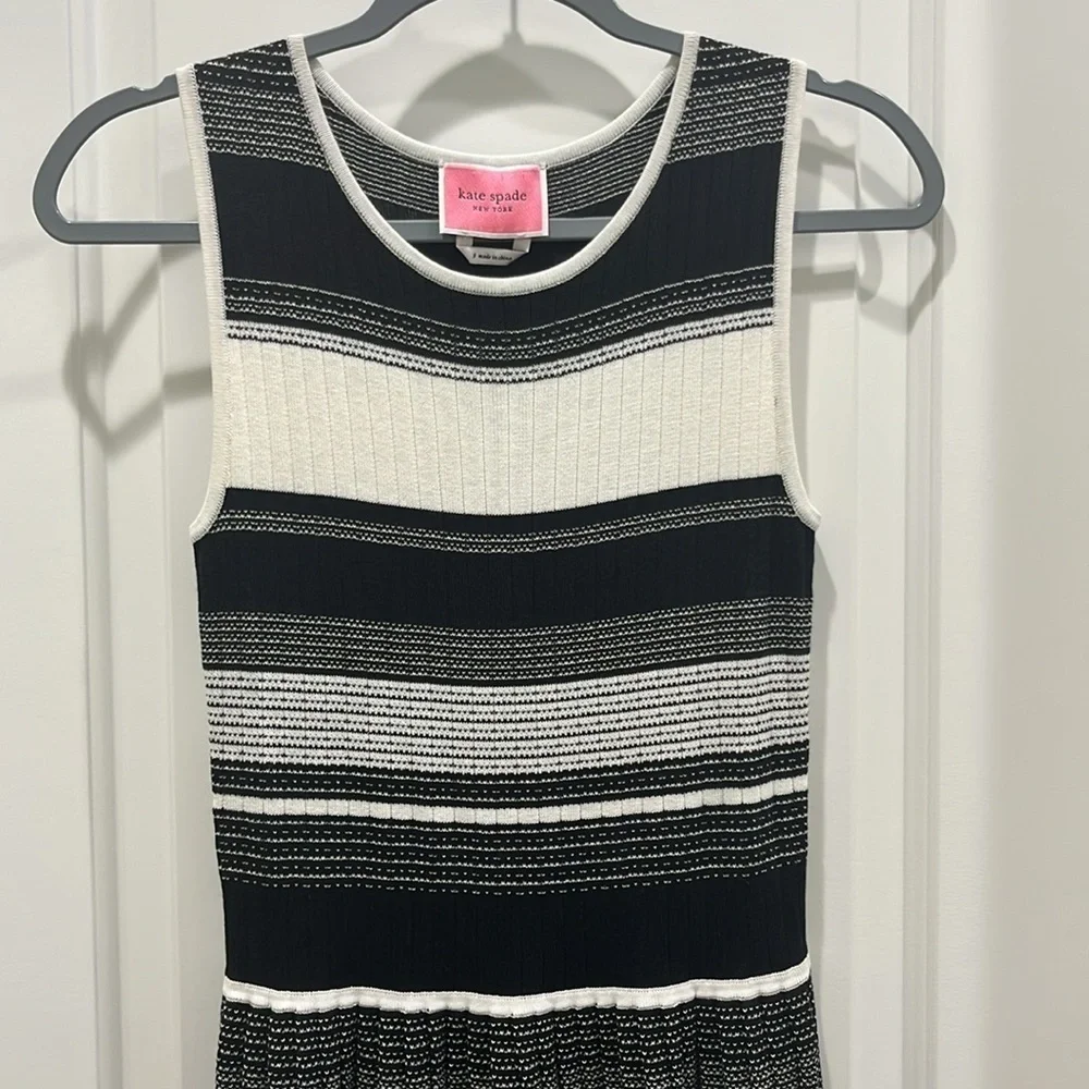 Kate Spade Striped Sleeveless Sweater Dress Black & White Sz S